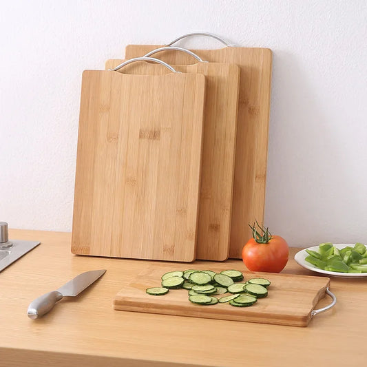 Eco-Friendly Double-Sided Bamboo Cutting Board - Durable Kitchen Chopping Board with Hanging Handle