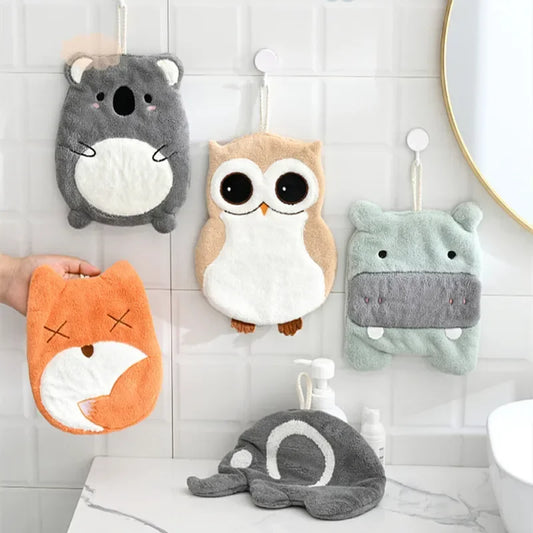 Cute Cartoon Animal Children's Hand Towel - Quick-Dry Microfiber Fabric