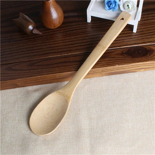 Eco-Friendly Bamboo Kitchen Utensil Set - 6 Piece Wooden Spoon and Spatula Set